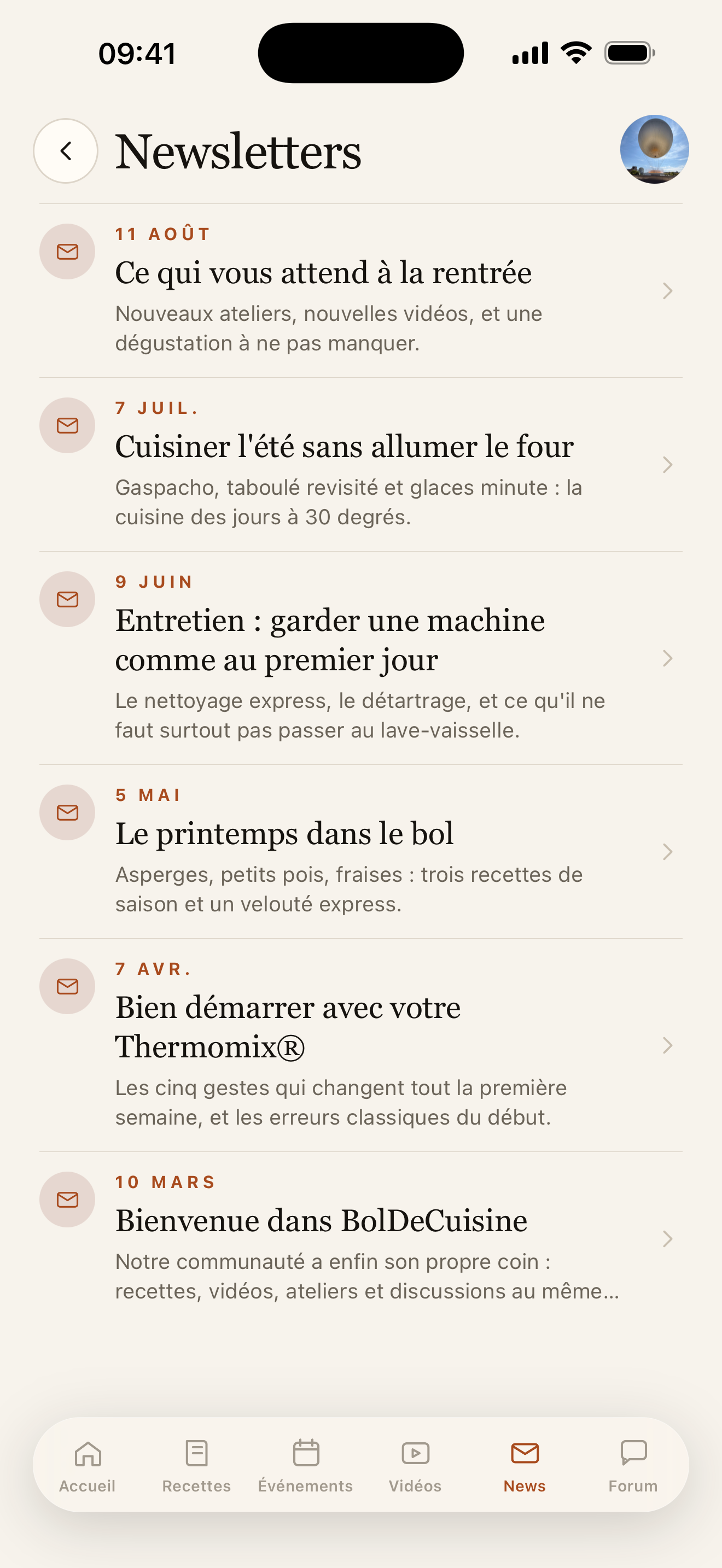 Liste des newsletters