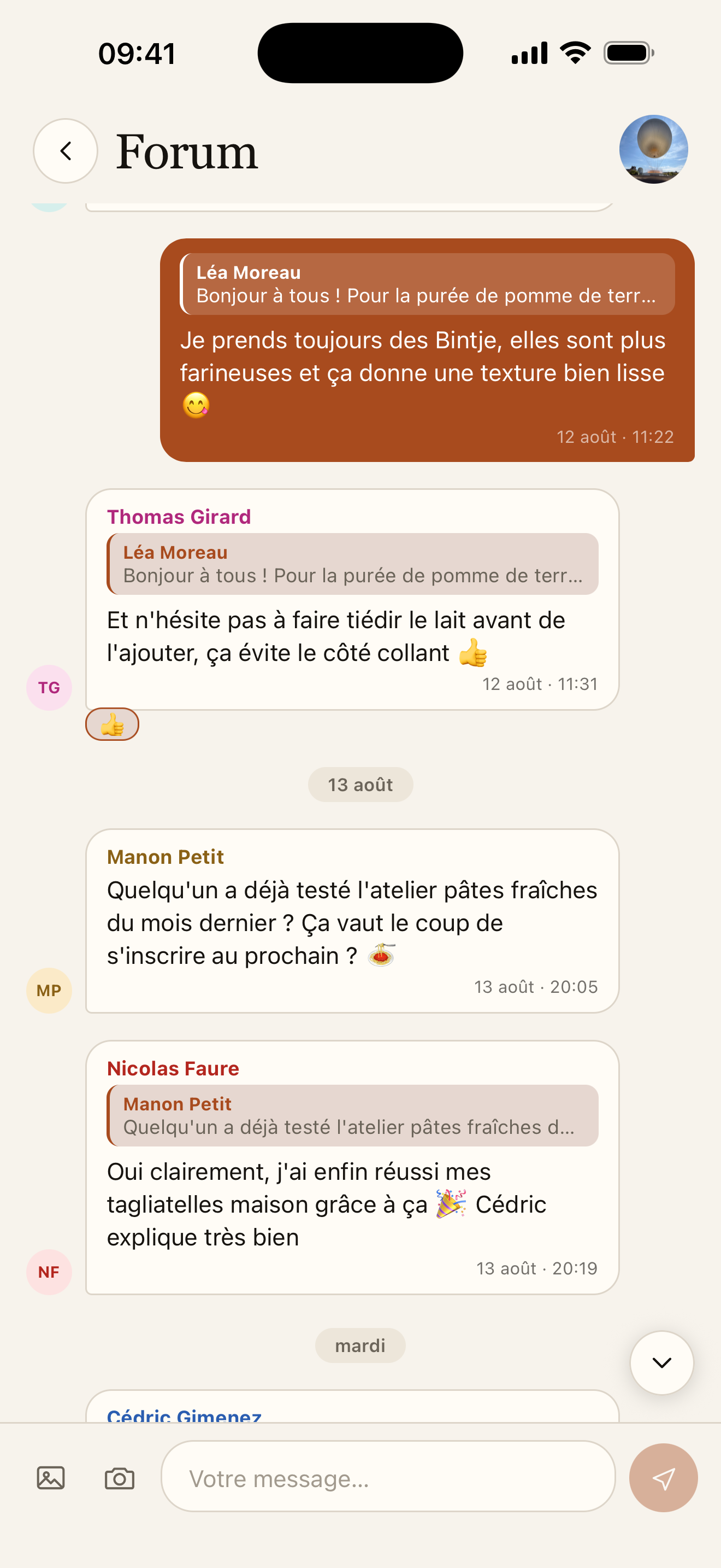 Fil de discussion du forum
