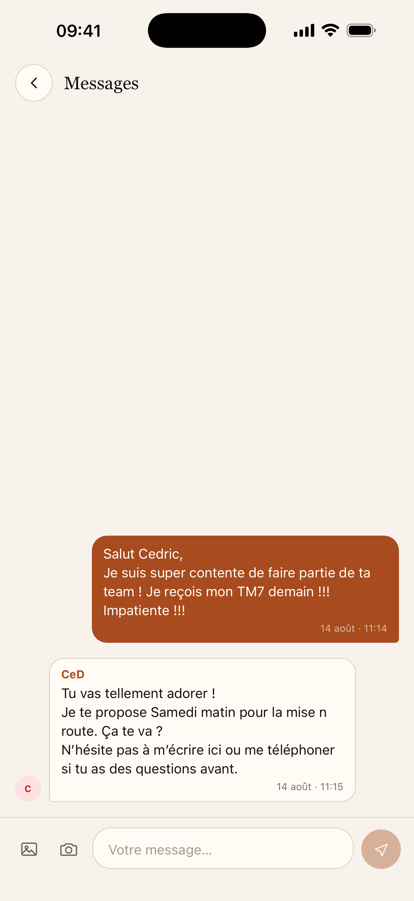Messages privés avec le conseiller