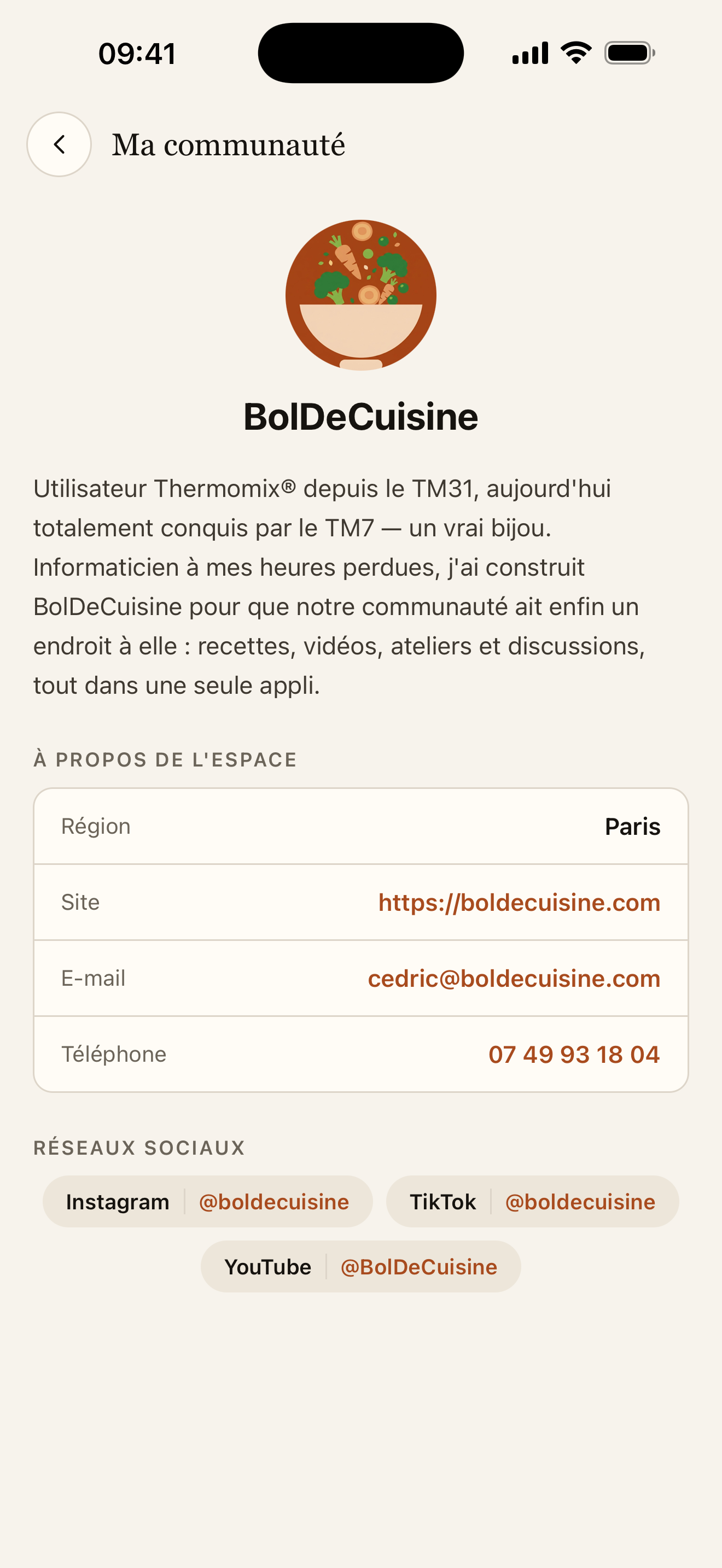 Fiche de la communauté : présentation et contacts
